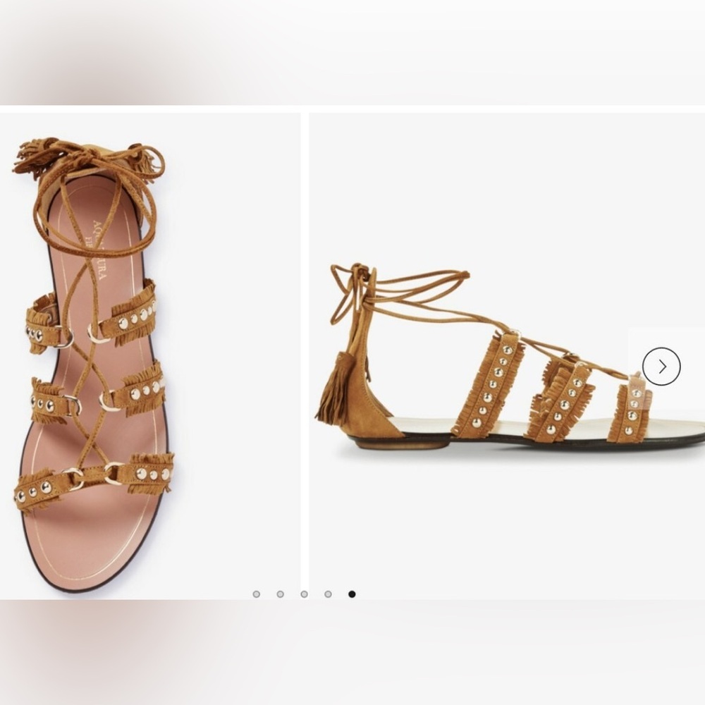 Aquazurra Firenze Brown Fringe Sandals